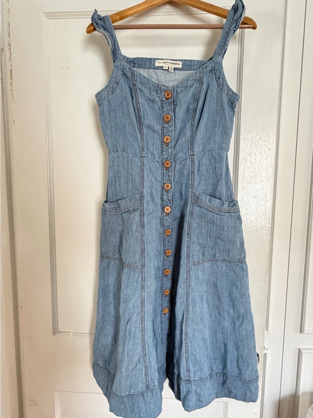 Anthropologie Pilcro Light Blue Denim Button-Front Midi Dress